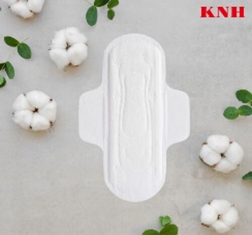 Biodegradable Cotton Sanitary Napkin - 215-400mm Sizes, White Color, Single Use, 100% Organic Cotton Top Sheet