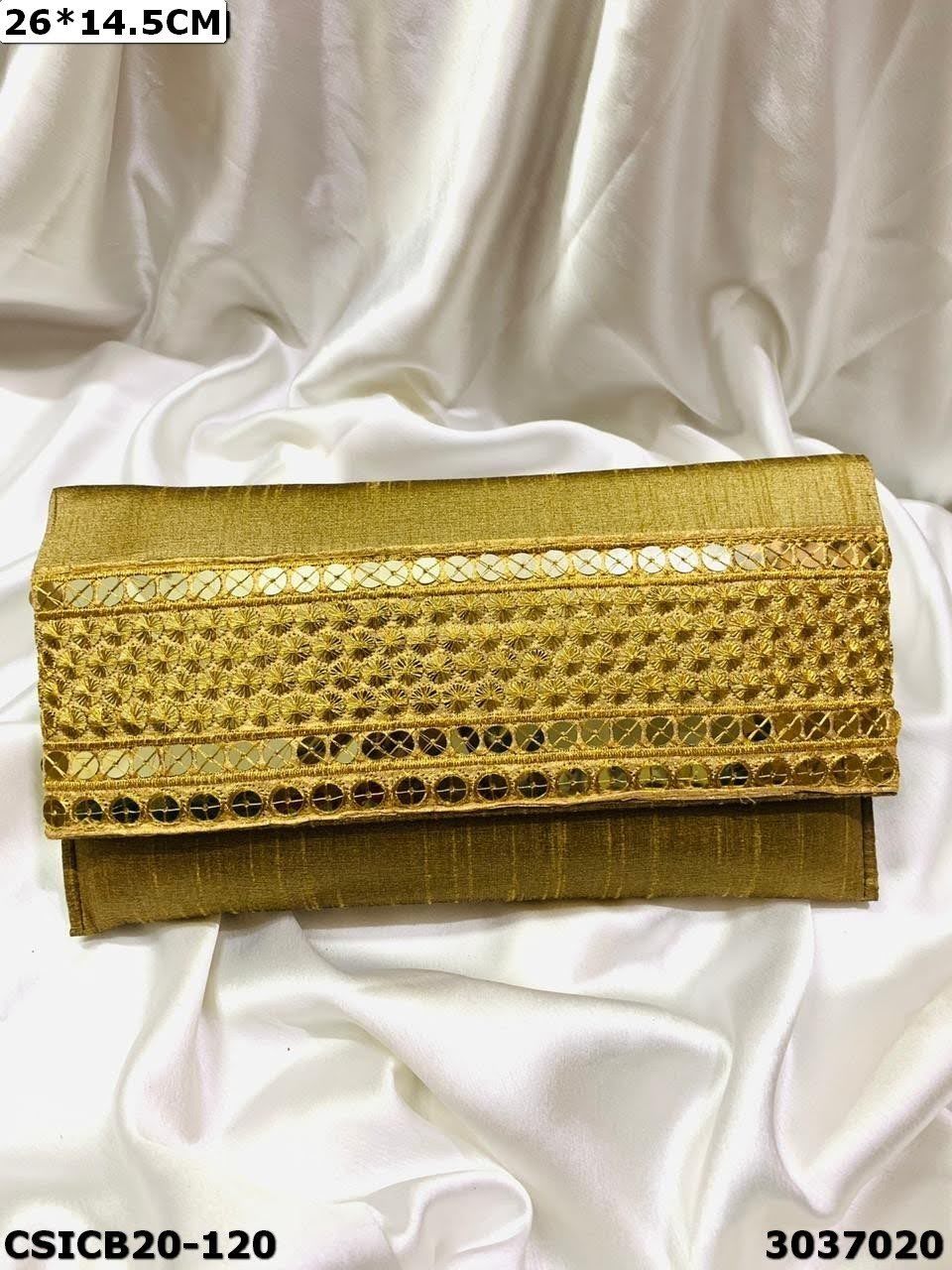 Raw Silk Ethnic Evening Clutch Bag - 26x14.5cm Multi Color | Hand Made Design For Women Royal Look Perfect For Parties And Special Occasions