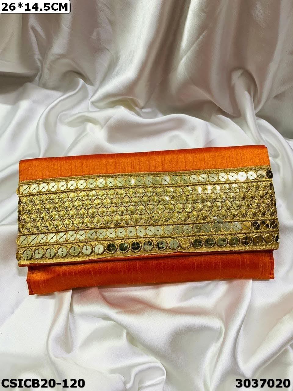 Raw Silk Ethnic Evening Clutch Bag - 26x14.5cm Multi Color | Hand Made Design For Women Royal Look Perfect For Parties And Special Occasions