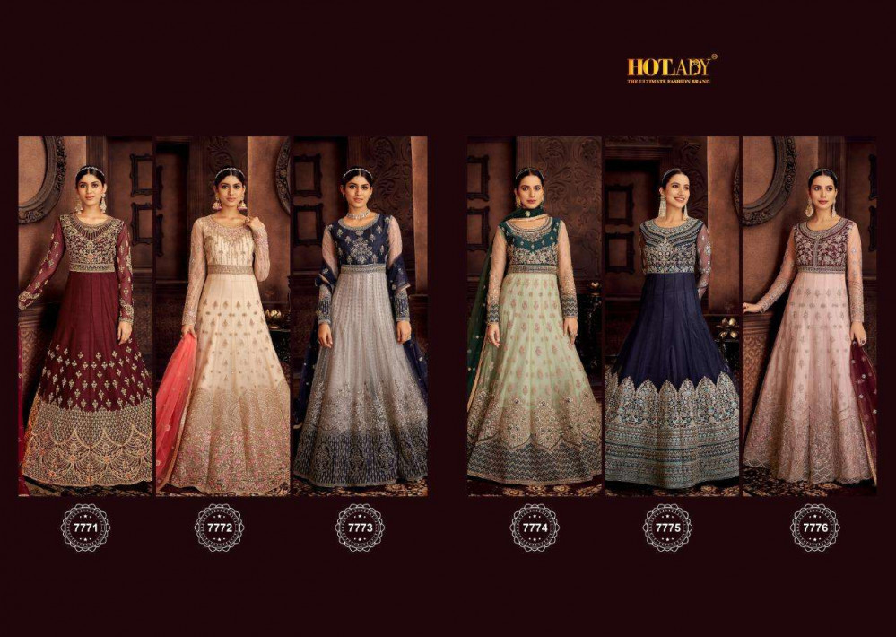 Hotlady Nasheen 7771-7776 Series Butterfly Net With Embroidery Festivel Wear Suits Catalog