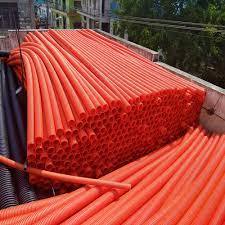 Hdpe Double Wall Corrugated Pipe - Isi Orange Color, Various Diameters And Lengths, Bell And Spigot Joint Type