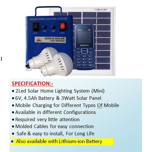 Blue 2 Led Solar Home Lighting System (Mini)