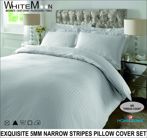 White Pillow Cover 200Tc Stripe