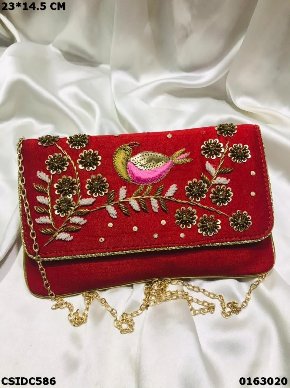 Handcrafted Ethnic Evening Clutch - 23x14.5cm, Multi-colored Embroidered Design For Women, Exclusive Royal Style