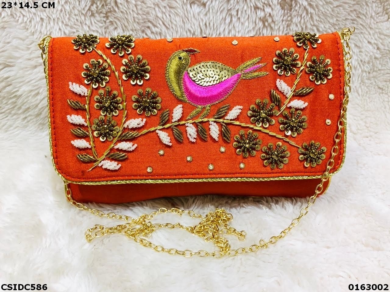 Handcrafted Ethnic Evening Clutch - 23x14.5cm, Multi-colored Embroidered Design For Women, Exclusive Royal Style