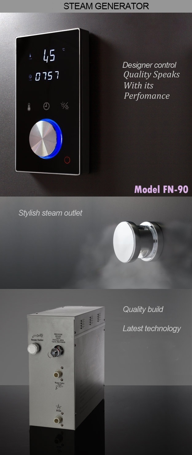 Steam Bath Generators - Stainless Steel, Compact Design | Whisper Quiet Operation, Dual Tank Technology, Touch Pad Control With Aromatherapy Feature