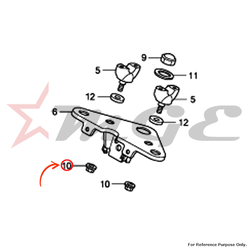 फोटो नट के अनुसार, निकला हुआ किनारा विशेष, होंडा Cbf125 के लिए 10 मिमी - संदर्भ भाग संख्या - #90304 -Kte-911