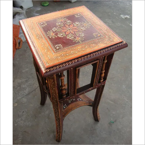 Brown Indian Painted Stool