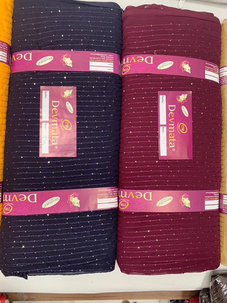 Georgette Sequence Fabrics - 44 Inch Width, Printed Texture, 140 Gsm Weight | Colourfastness, Versatile For Women's Wear