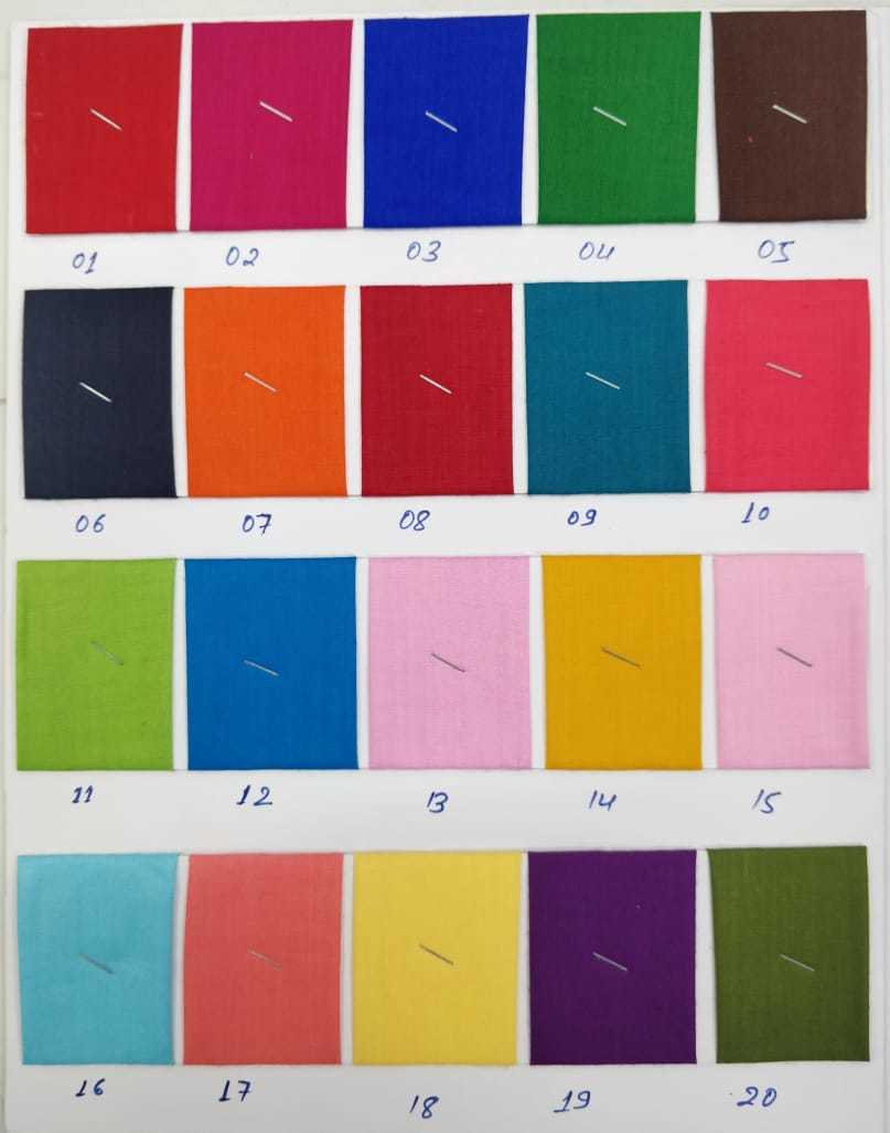 Pure Cotton Dyed Fabrics - Width 40'', Length 140'' , Multi Color Variety Available, Plain Fabric Style, Yarn Count As Per Requirement