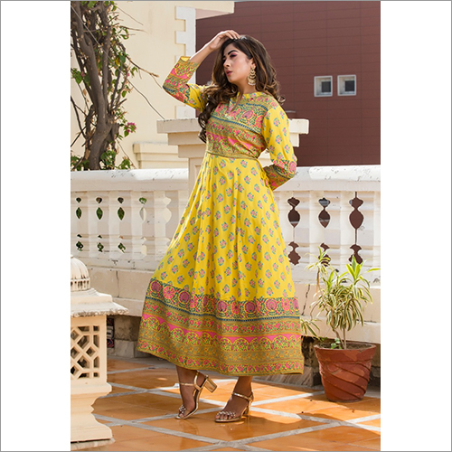 Spring Rayon Slub Long Kurti