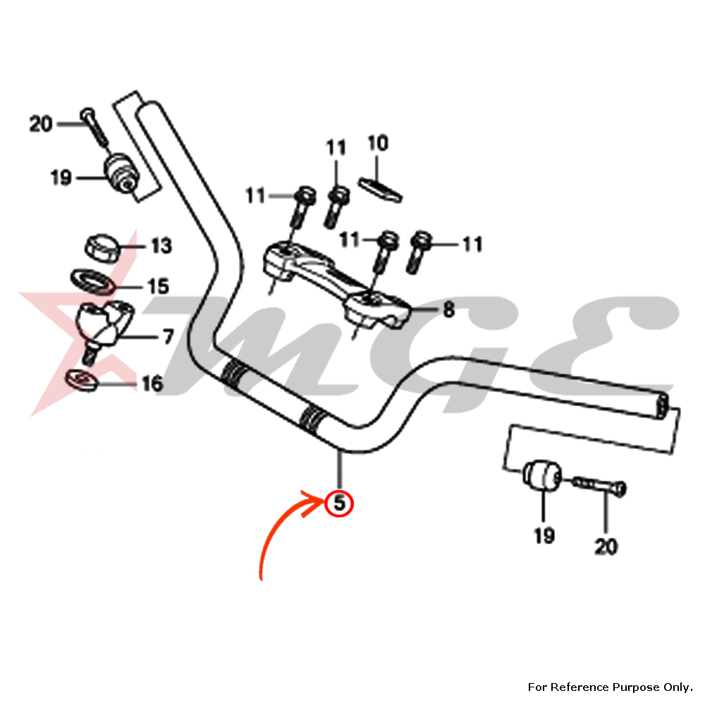 Steering Handle Pipe - High-quality Material, Designed For Honda Cbf125 | Compatible With Oem Part Numbers #53100-kwf-960za, #53100-kwf-900za, #53100-kwf-840za