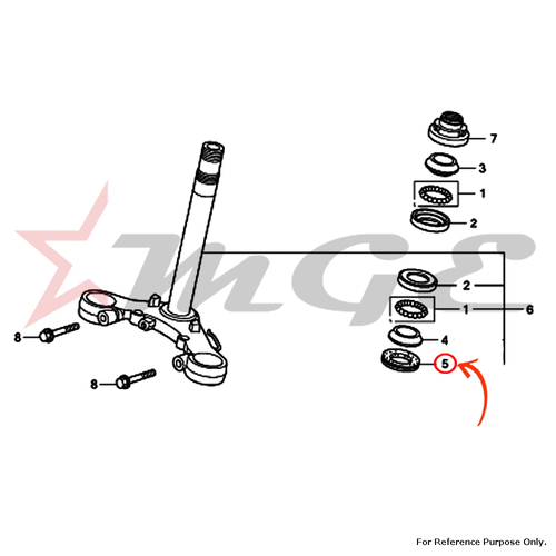 फोटो डस्ट सील के अनुसार, होंडा Cbf125 के लिए स्टीयरिंग हेड - संदर्भ भाग संख्या - #53214 -200-000