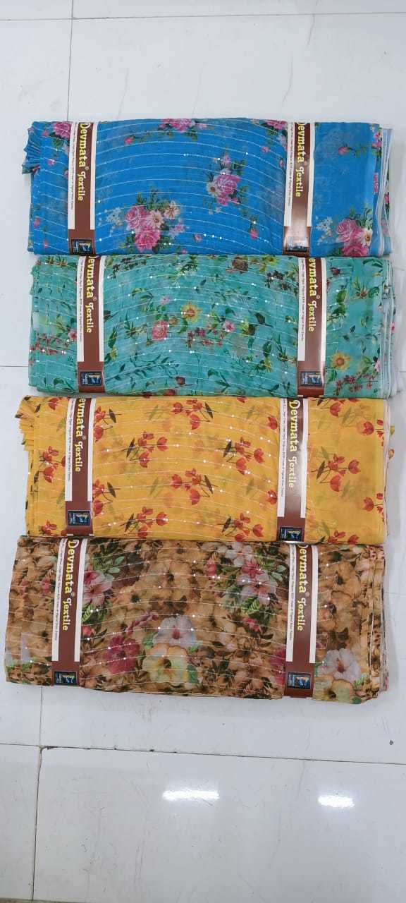 Georgette Sequence Fabrics - 44 Inch Width, Printed Texture, 140 Gsm Weight | Colourfastness, Versatile For Women's Wear