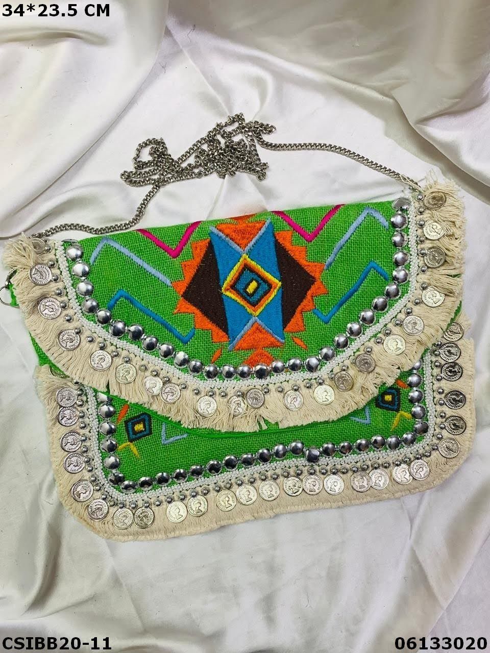 Banjara Boho Coin Bags - Hand Embroidered Cotton Lining, Multi-colored Sling Bag For Women, Unique Jute Handles, Ideal For Casual & Gifting Use