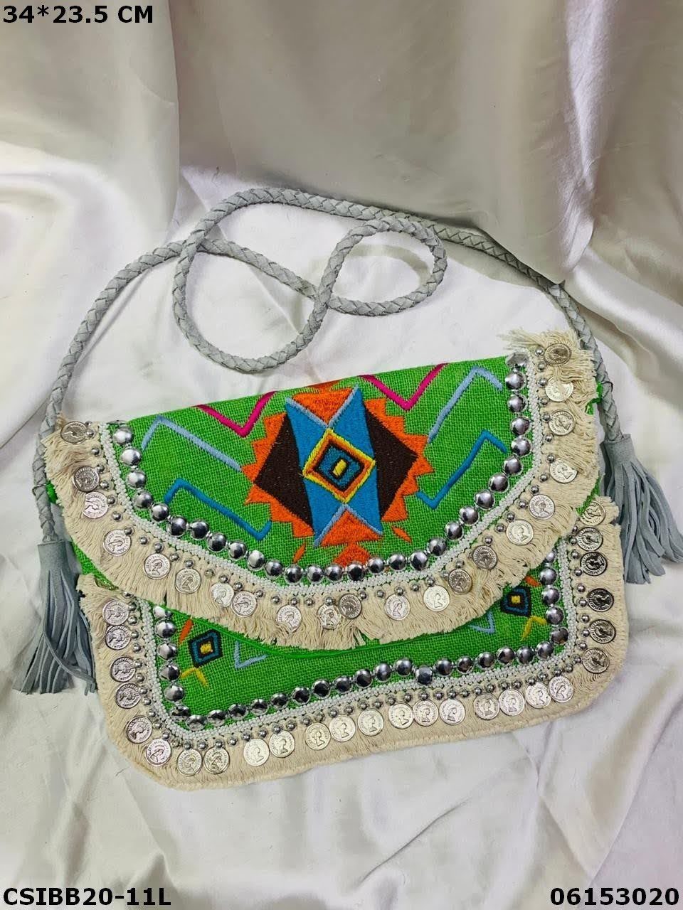 Banjara Boho Coin Bags - Hand Embroidered Cotton Lining, Multi-colored Sling Bag For Women, Unique Jute Handles, Ideal For Casual & Gifting Use