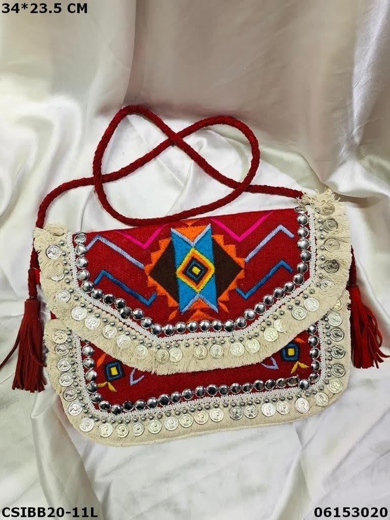 Banjara Boho Coin Bags - Hand Embroidered Cotton Lining, Multi-colored Sling Bag For Women, Unique Jute Handles, Ideal For Casual & Gifting Use