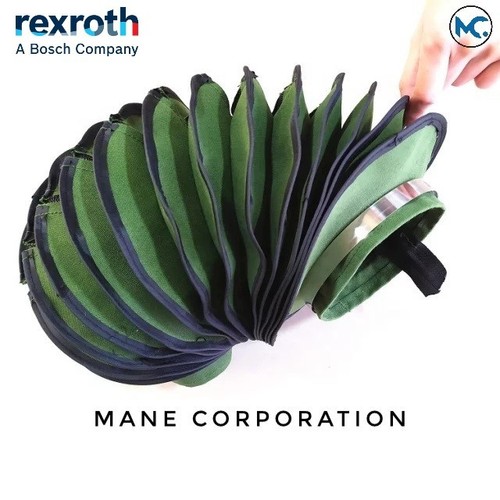 Bosch Rexroth Bellow Covers - Custom Size, Green & Black | Round Head Code, Max Temp 100°C, Resistant to Acid, Oil, Water, Steam, Gas, SO2