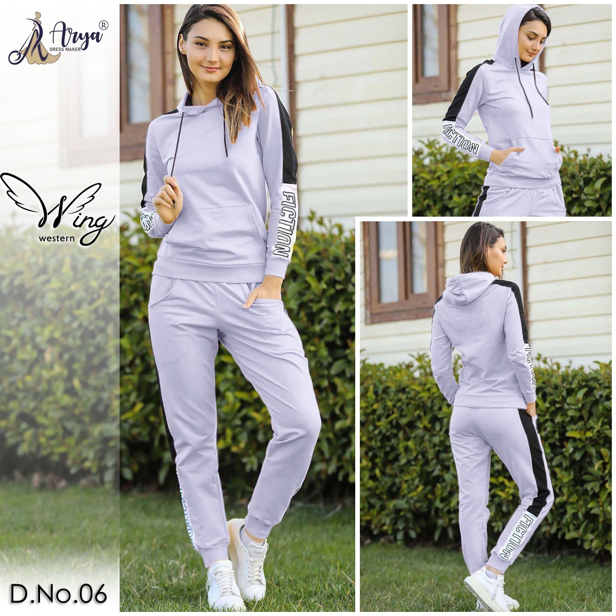 Western Top - Imported Fabric, M-xxl, Lavender | Stylish Two-piece Hoodie Set, Comfortable Fit, Side Stripes