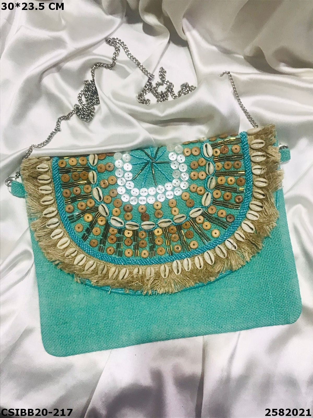 Multi Designer Jute Boho Beaded Bag
