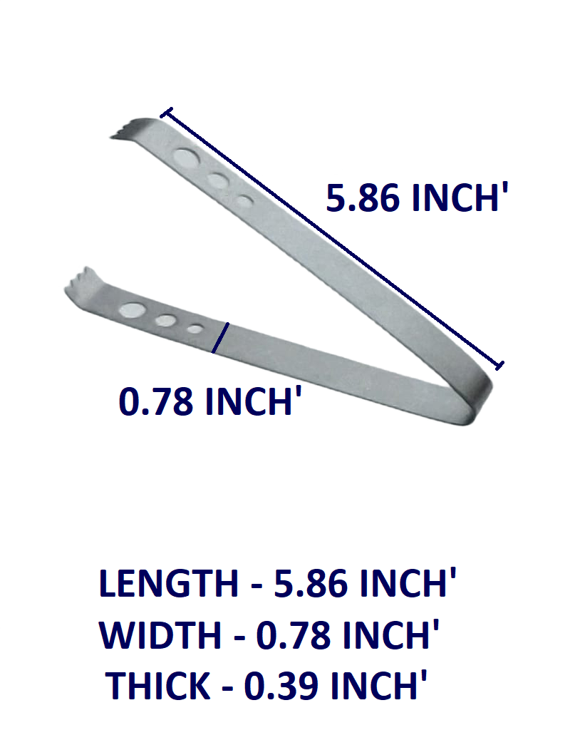 Ss Ice Tong - Stainless Steel Notched Edges For Easy Grip Silver Finish Durable Design For Bars Restaurants And Hotels
