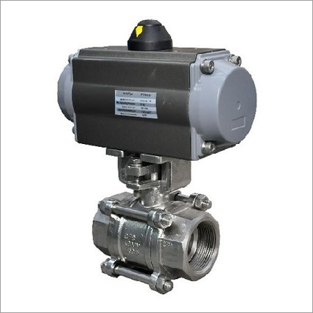 Stainless Steel 304 Double Acting Pneumatic Actuator Ball Valve - 15 BSP Size, Screwed Ends, Powder Coated Finish, Suitable for Gas, Water, and Oil