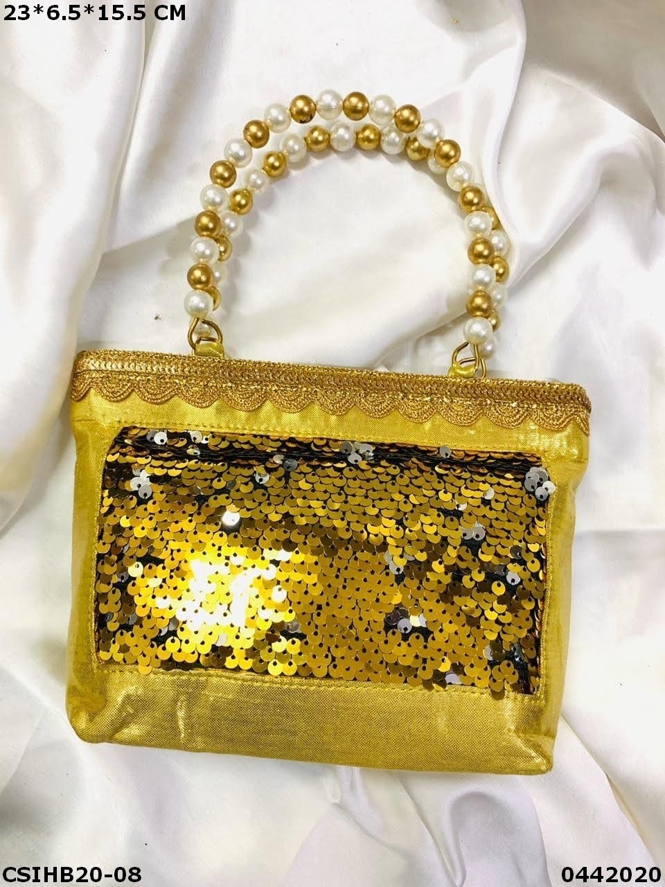 Ethnic Sequin Work Evening Bag - 23x6.5x15.5cm Size, Multi-color Embroidered Design For Women, Stylish Handle Bag