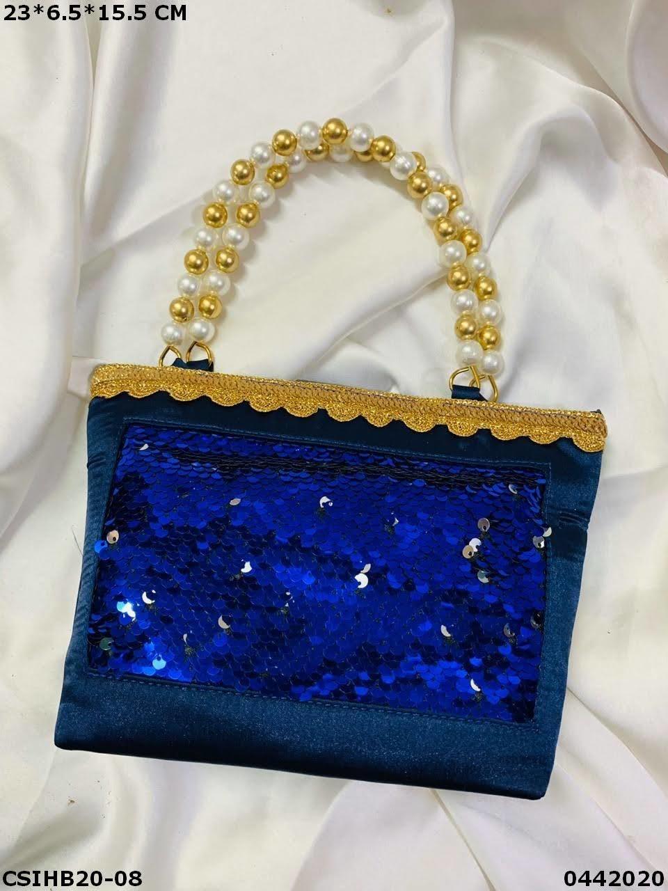 Ethnic Sequin Work Evening Bag - 23x6.5x15.5cm Size, Multi-color Embroidered Design For Women, Stylish Handle Bag