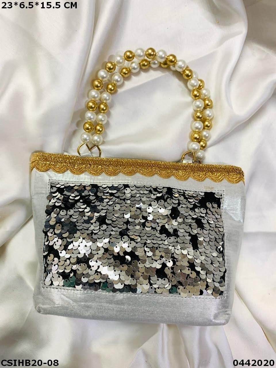 Ethnic Sequin Work Evening Bag - 23x6.5x15.5cm Size, Multi-color Embroidered Design For Women, Stylish Handle Bag