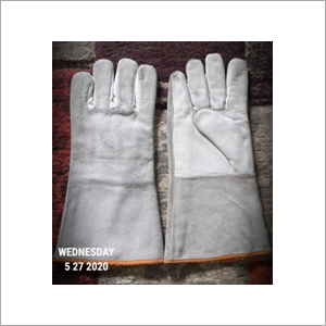 कॉम्बी काउ ग्रेन एंड स्प्लिट लेदर नेचुरल ग्रे ग्लव्स