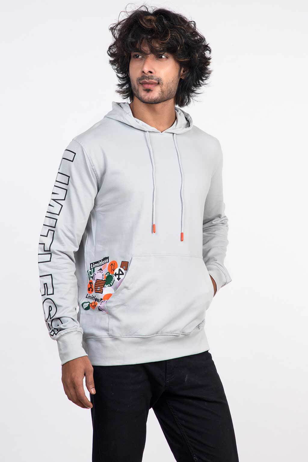 Washable Mens Raised Graphic Print Hoodie