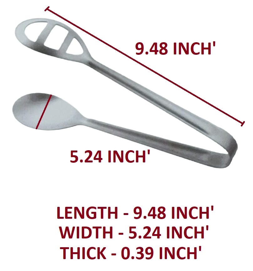Cuser's Stainless Steel Multi Tong With Mirror Finish - Stainless Steel, 8x1.81 Inches, Silver Color | Smooth Edges, Ergonomic Design, Embossed Pattern