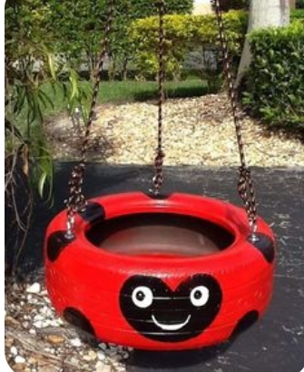 Tyre Swing - Tyre Material, Multi-color Finish | Durable Design With Comfortable Cushion And Strong Support Wire