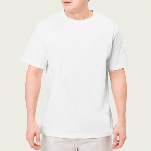 Mens Plain T Shirt - Cotton/Linen, Medium Size, White and Black Color | O-Neck Collar, Short Sleeves, Plain Pattern, Male Gender