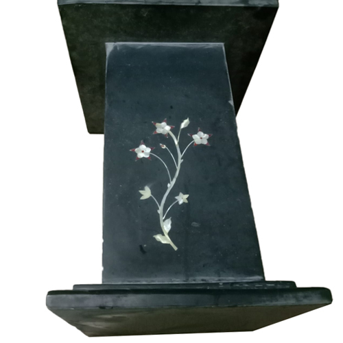 Mother of Pearl Inlay Work Black Marble Table Top Stand