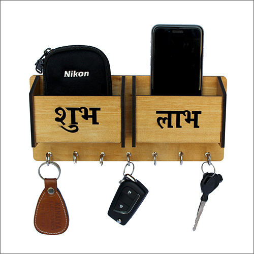 Eco-friendly Traditional Print 2 Pocket Wooden Key Holder