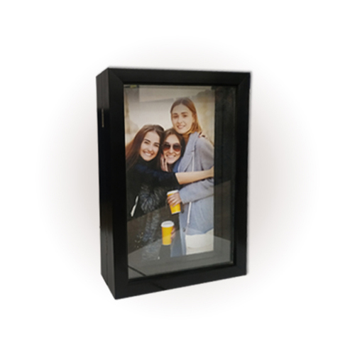 Table Photo Shadow Book - Solid Wood, Black Aluminum, 12x15 inches | Table Top Mounting, Polished Finish, Rectangle Shape