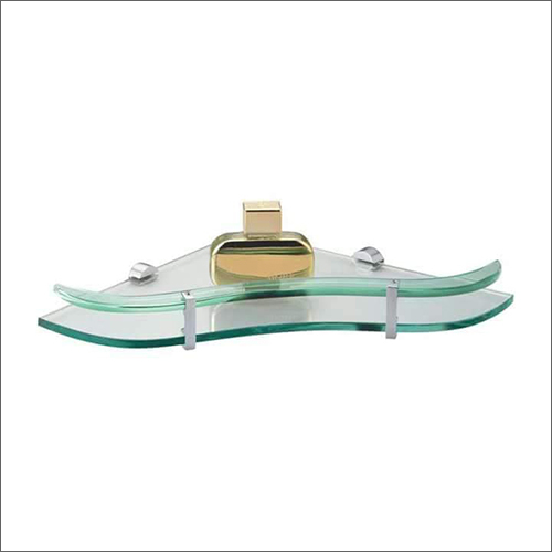 Zig Zag Glass Bathroom Corner Shelf Size: Customized