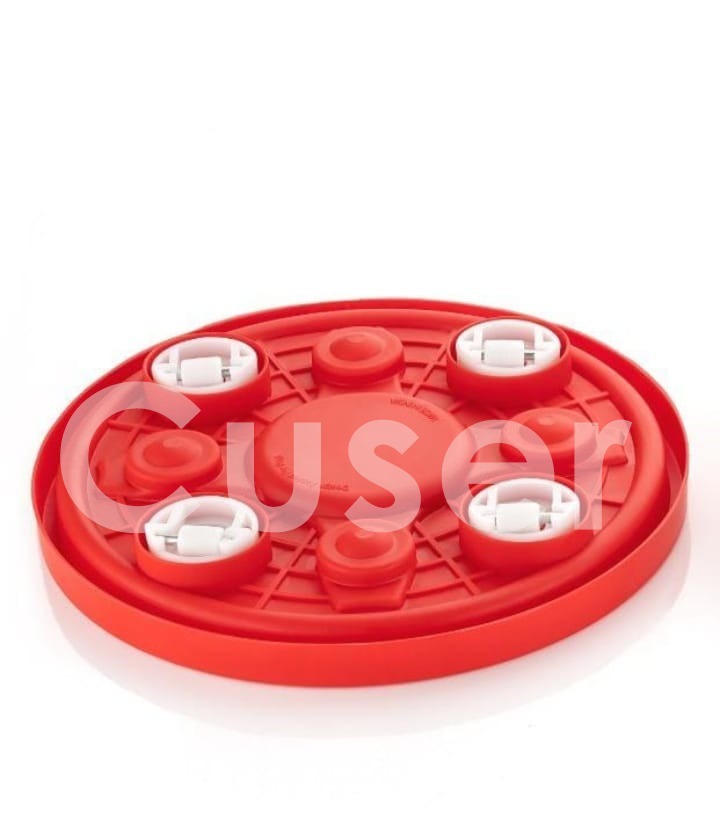 Movable Plastic Trolley - 30cm Length, Red Color | 360-degree Wheels, 70kg Capacity, Multipurpose For Kitchen & Outdoor Use