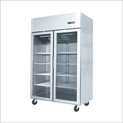 Silver Double Glass Door Refrigerator