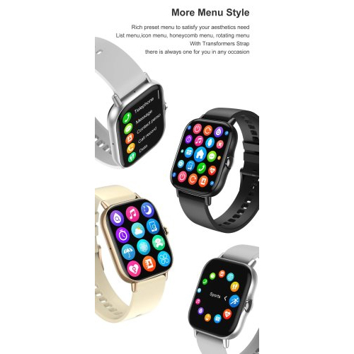 Rectangular Gazzify S94 Silver Smart Watch