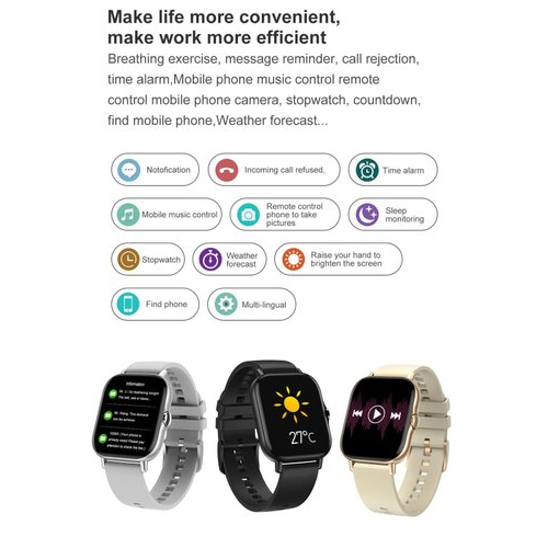 Gazzify S94 Gold Smart Watch Gender: Men