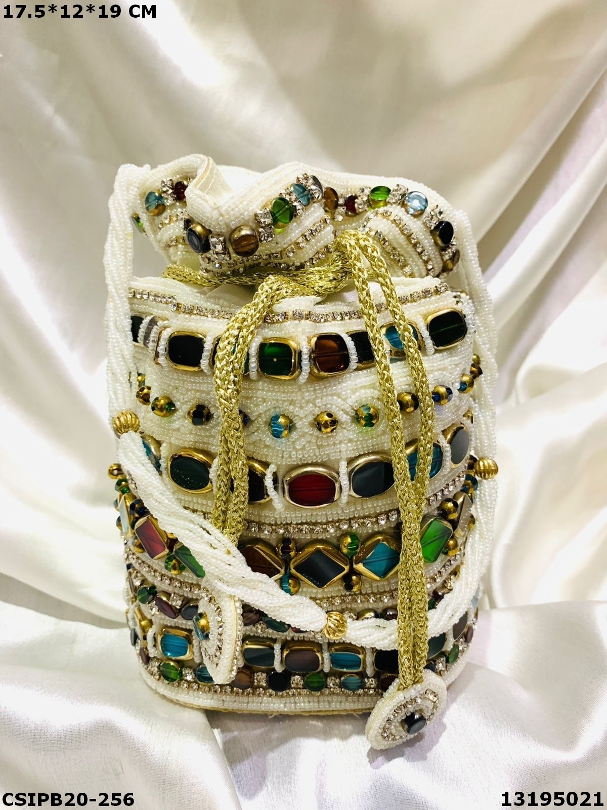 Handcrafted Designer Potli Batua Bag - Satin 17.5x12x19cm | Multi-color, Perfect For Weddings And Return Gifts