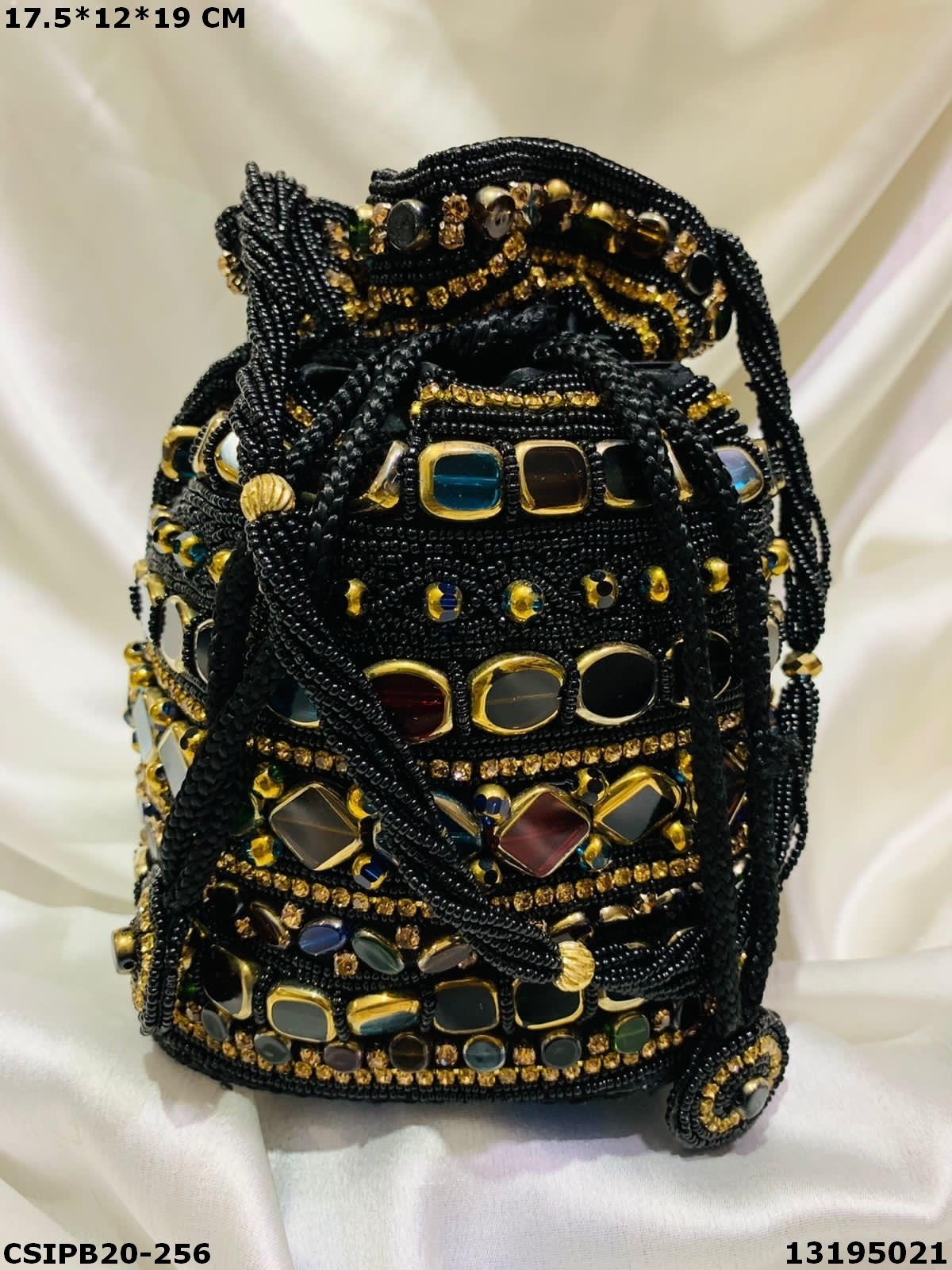 Handcrafted Designer Potli Batua Bag - Satin 17.5x12x19cm | Multi-color, Perfect For Weddings And Return Gifts