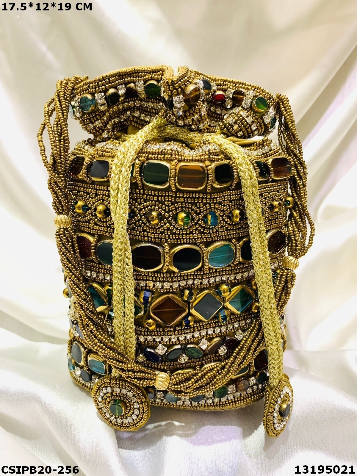 Handcrafted Designer Potli Batua Bag - Satin 17.5x12x19cm | Multi-color, Perfect For Weddings And Return Gifts