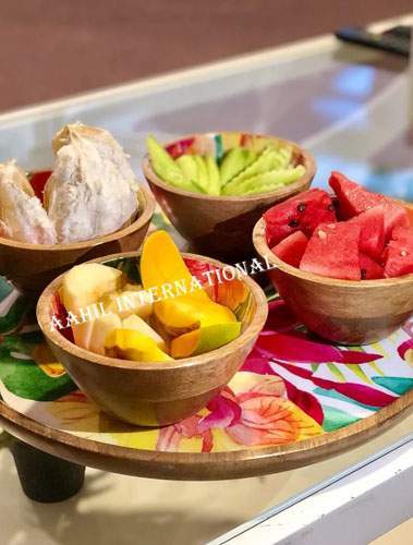 Wooden Salad Bowl Enamel Printed Size: Different Available