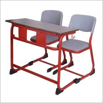 School Dual Desk Bench - Wood Construction with Indian Style Design | Indoor Furniture for Study Rooms
