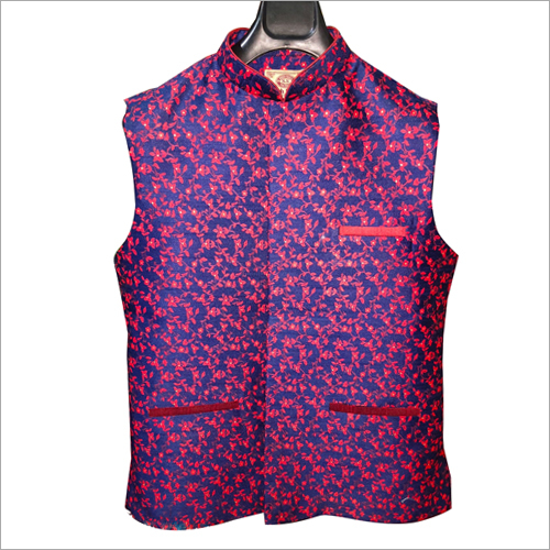 पर्पल प्रिंटेड नेहरू जैकेट