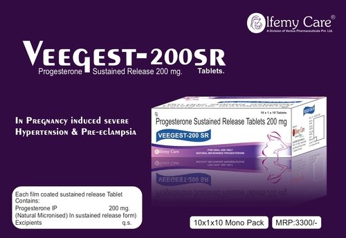 प्राकृतिक माइक्रोनाइज्ड प्रोजेस्टेरोन 200 एसआर टैबलेट