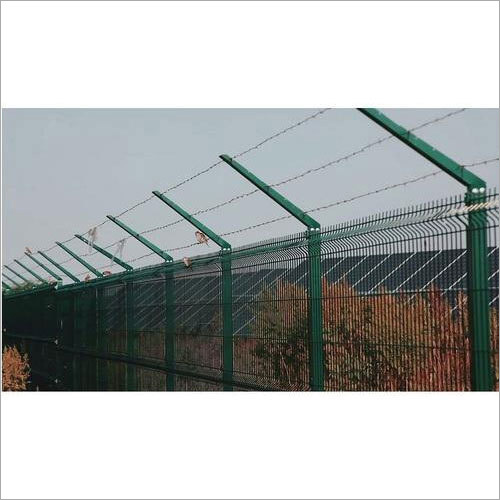 Solar Power Plant Security Fencing - Steel Material, Green and Silver Color , Easily Assembled for Commercial Security Applications